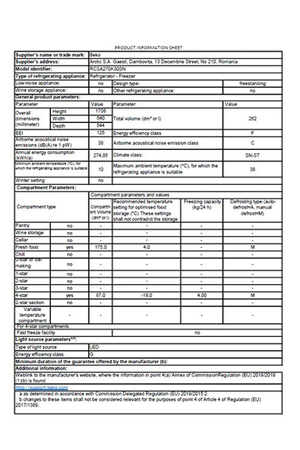 Refrigerateur congelateur en bas Beko RCSA270K30SN