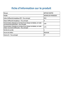 Cuisinière vitrocéramique Arthur Martin AKC64511EX Inox