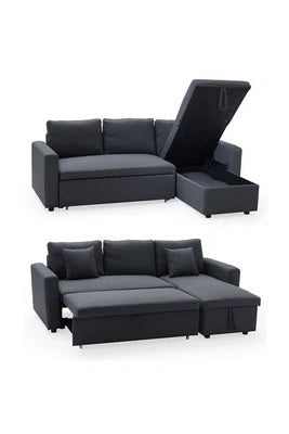 Canapé D'angle Happy Garden Canapé D'angle Convertible Clark 3 Places Gris Chiné