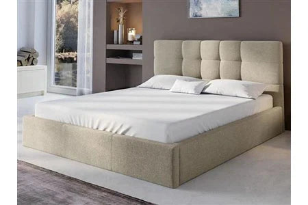 Lit 2 Places Lit Coffre 160 X 200 Cm - Tissu - Beige - Eliava