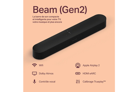 Barre De Son Sonos Beam Gen 2 Noir Dolby Atmos
