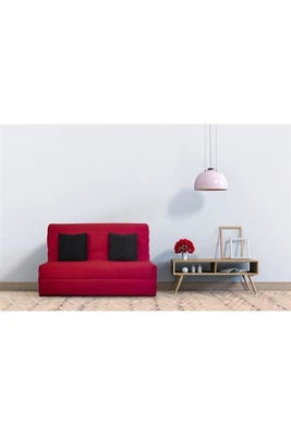 Bz Dunlopillo Banquette Bz - Tissu Rouge + 2 Coussins Noir - L 140 X P 99 X H 98 Cm - Made In France - Alice