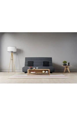 Clic-Clac Dunlopillo Banquette Clic Clac - Tissu Gris + 2 Coussins Noir - L 194 X P 98 X H 102 Cm - Made In France - Alex