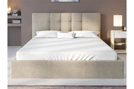 Lit 2 Places Lit Coffre 160 X 200 Cm - Tissu - Beige - Eliava