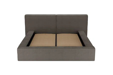 Lit 2 Places avec Coffre 180 X 200 Cm - Velours Côtelé - Taupe - Timano