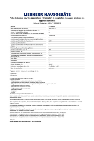 Cave de vieillissement Liebherr WKt 5552-21 GrandCru