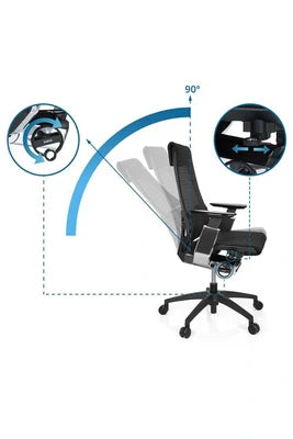 Fauteuil De Bureau Hjh Office Chaise De Bureau / Chaise Bureau Genidia Smart Black Cm Tissu Maille Noir Al Chrome