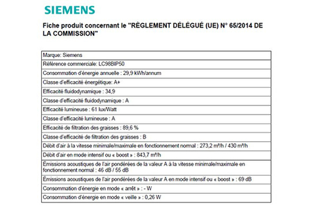 Hotte décorative murale Siemens LC98BIP50