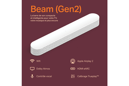 Barre De Son Sonos Beam Gen 2 Blanc Dolby Atmos