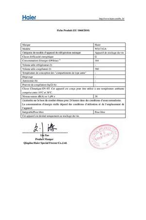 Cave de vieillissement Haier WS171GA