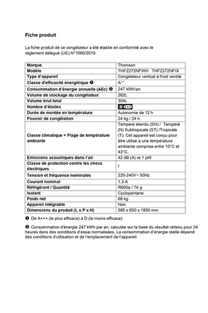 Congélateur armoire Thomson THFZ272NFIX