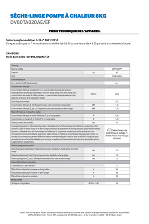Sèche-linge Samsung DV80TA020AE