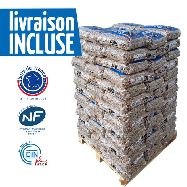 Granulés de bois de chauffage de 66 sacs (15kg le sac)