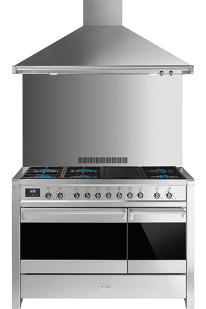 Piano de cuisson Smeg Opera 120CM Gaz Inox/Verre Noir - A3-81