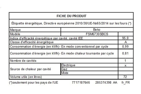 Cuisinière vitrocéramique Beko FSM6730SBCS Vapeur