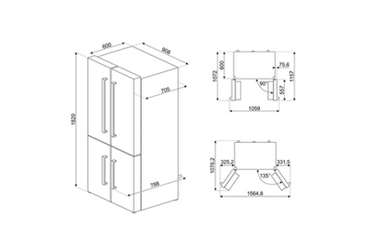Réfrigérateur multi-portes Smeg FQ60NDF