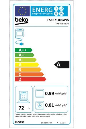 Cuisinière vitrocéramique Beko FSE67100GWS