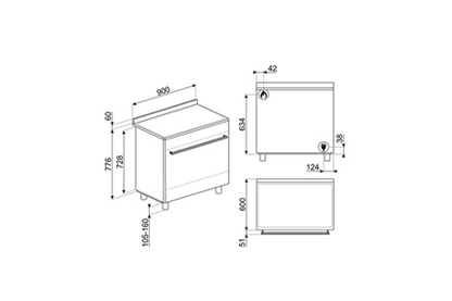 Piano de cuisson Smeg Coloniale 90CM Gaz Anthracite - CO96GMA9