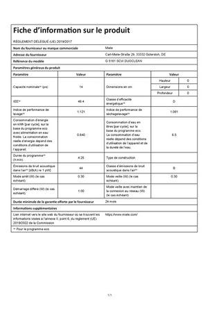 Lave-vaisselle Miele G 5161 SCVI - Encastrable 60 CM
