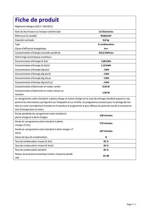 Sèche-linge Lg RH8D14ST