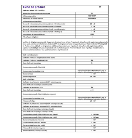 Climatiseur mobile Tcl P12P6SW2F Blanc
