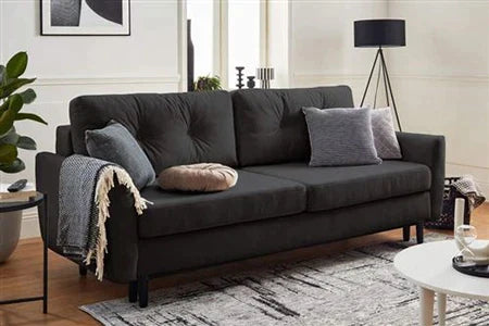 Canapé Droit Generique Nils - Canapé Droit 3 Places Convertible - Avec Coffre De Rangement - Velours - Gris