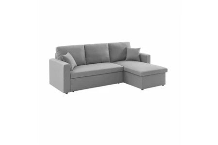 Canapé d'angle Convertible en tissu Gris clair - Ida - 3 places