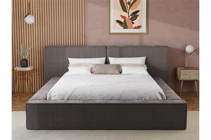 Lit 2 Places avec Coffre 180 X 200 Cm - Velours Côtelé - Taupe - Timano