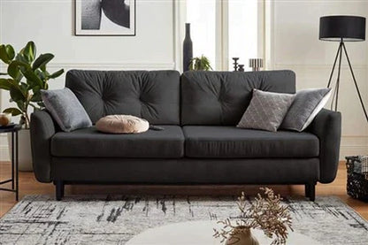 Canapé Droit Generique Nils - Canapé Droit 3 Places Convertible - Avec Coffre De Rangement - Velours - Gris