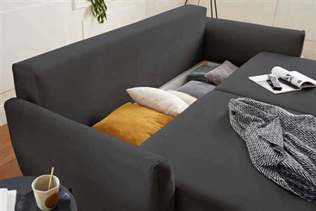 Canapé Droit Generique Nils - Canapé Droit 3 Places Convertible - Avec Coffre De Rangement - Velours - Gris