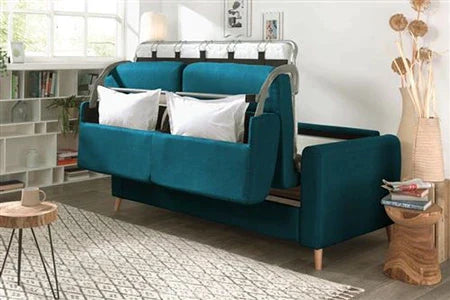 Canapé Droit Lisa Design Timo - Canapé 3 Places Convertible - Ouverture Express - Couchage Quotidien - Scandinave - Bleu Canard