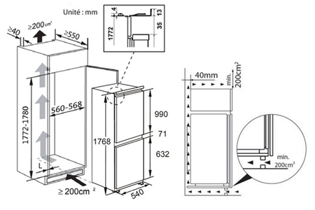 Refrigerateur congelateur en bas Thomson Encastrable TH178EBI38