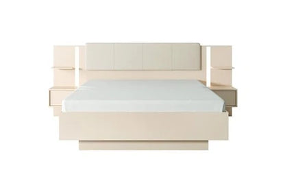 Lit 2 places avec chevets 160 x 200 cm - Avec LEDS - Beige - ELYNIA