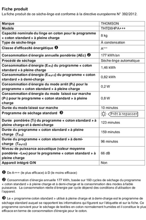 Sèche-linge Thomson THTD8HPA