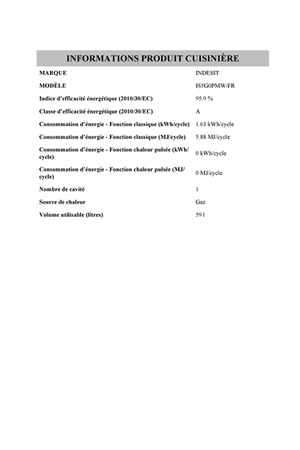 Gaziniere Indesit 50cm Gaz Blanc - Is5g0pmw/Fr