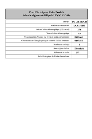 Cuisinière vitrocéramique De Dietrich DCV1568W