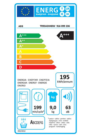 Sèche-linge Aeg TR93A3H4BW