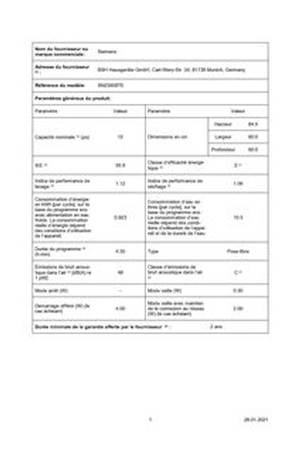 Lave-vaisselle Siemens SN23II08TE VarioSpeed Plus