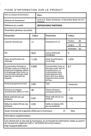 Lave-vaisselle Beko BDFS26120XQ